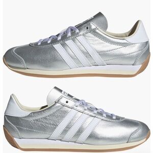 adidas Women's Metallic Silver and White Sneakers